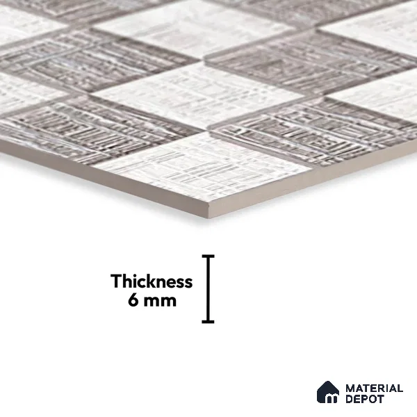 TL 01898 B Dark Grey & White Highlighter 18 x 12 inch Glossy Finish Ceramic Wall Tile - 6 mm