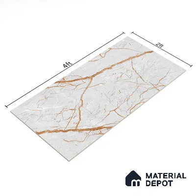 Marble Floor & Wall Tile TL 02194 Cassa Grey 4 ft x 2 ft Glossy Finish Vitrified Tile - 9 mm