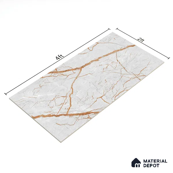 Marble Floor & Wall Tile TL 02194 Cassa Grey 4 ft x 2 ft Glossy Finish Vitrified Tile - 9 mm