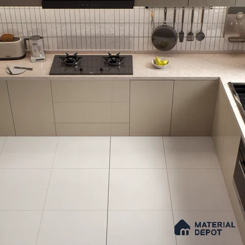 Plain Look Floor Tile TL 06129 Alabaster Vein 2 ft x 2 ft Matte Finish Vitrified Tile - 9 mm | Suitable For Living Room, Bedroom & Dining
