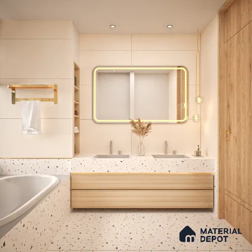 Cement Floor & Wall Tile TL 06133 B Aqua Stone Crema 4 ft x 2 ft Vitrified Drew Grit Matte Finish - 9 mm | 12 Random Design | Suitable For Living Room, Bedroom, Bathroom, Kitchen