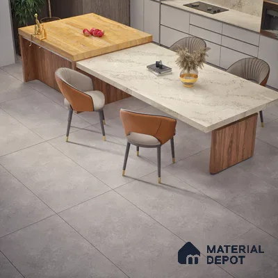 Cement Floor & Wall Tile TL 06133 C Aqua Stone Grey 4 ft x 2 ft Vitrified Drew Grit Matte Finish - 9 mm | 12 Random Design | Suitable For Living Room, Bedroom, Bathroom, Kitchen (Sample)