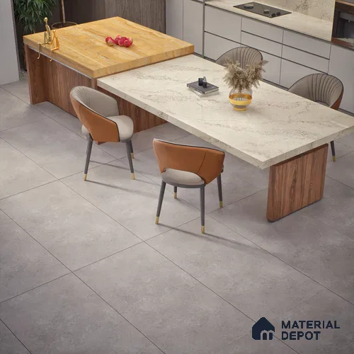 Cement Floor & Wall Tile TL 06133 C Aqua Stone Grey 4 ft x 2 ft Vitrified Drew Grit Matte Finish - 9 mm | 12 Random Design | Suitable For Living Room, Bedroom, Bathroom, Kitchen
