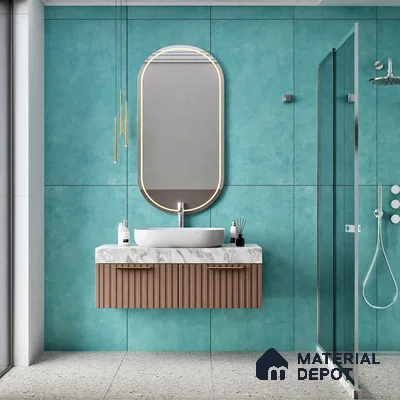 Cement Floor & Wall Tile TL 06134 B Elegance Aqua 4 ft x 2 ft Vitrified Matte Finish - 9 mm | 4 Random Design | Suitable For Living Room, Bedroom, Bathroom, Kitchen (Sample)