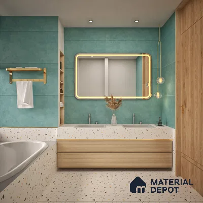 Cement Floor & Wall Tile TL 06134 B Elegance Aqua 4 ft x 2 ft Vitrified Matte Finish - 9 mm | 4 Random Design | Suitable For Living Room, Bedroom, Bathroom, Kitchen (Sample)