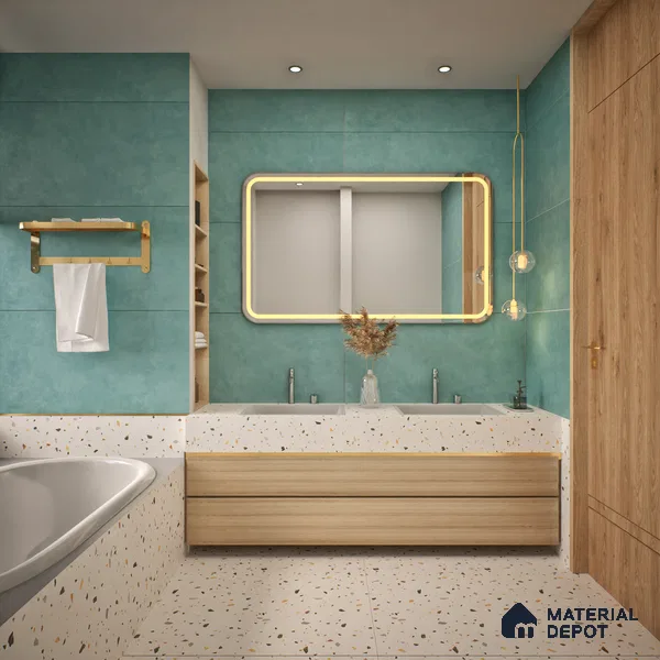 Cement Floor & Wall Tile TL 06134 B Elegance Aqua 4 ft x 2 ft Vitrified Matte Finish - 9 mm | 4 Random Design | Suitable For Living Room, Bedroom, Bathroom, Kitchen (Sample)