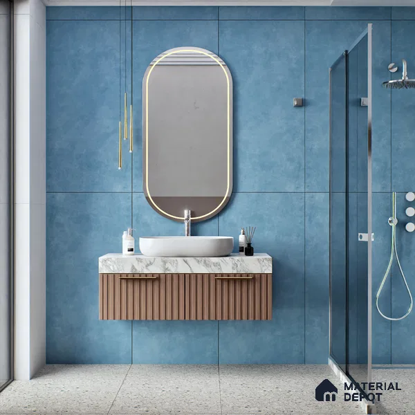 Cement Floor & Wall Tile TL 06134 C Elegance Azure 4 ft x 2 ft Vitrified Matte Finish - 9 mm | 4 Random Design | Suitable For Living Room, Bedroom, Bathroom, Kitchen