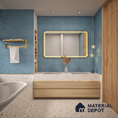 Cement Floor & Wall Tile TL 06134 C Elegance Azure 4 ft x 2 ft Vitrified Matte Finish - 9 mm | 4 Random Design | Suitable For Living Room, Bedroom, Bathroom, Kitchen