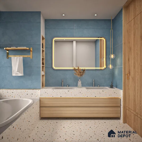 Cement Floor & Wall Tile TL 06134 C Elegance Azure 4 ft x 2 ft Vitrified Matte Finish - 9 mm | 4 Random Design | Suitable For Living Room, Bedroom, Bathroom, Kitchen