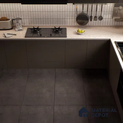 Cement Floor & Wall Tile TL 06134 E Elegance Charcoal 4 ft x 2 ft Vitrified Matte Finish - 9 mm | 4 Random Design | Suitable For Living Room, Bedroom, Bathroom, Kitchen (Sample)