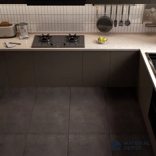 Cement Floor & Wall Tile TL 06134 E Elegance Charcoal 4 ft x 2 ft Vitrified Matte Finish - 9 mm | 4 Random Design | Suitable For Living Room, Bedroom, Bathroom, Kitchen