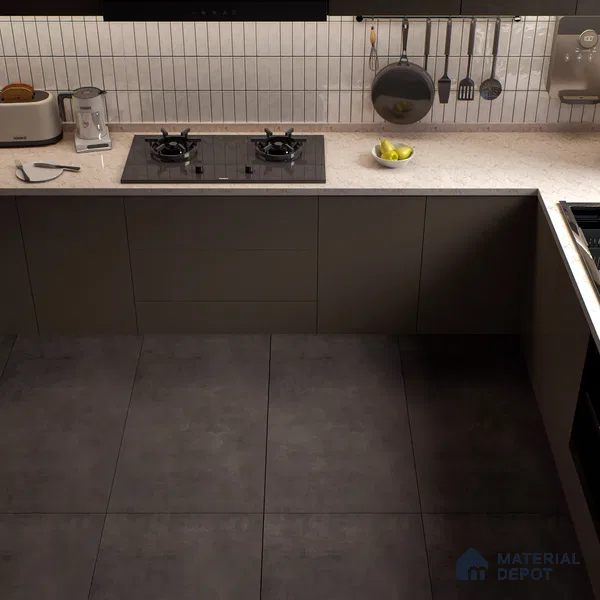 Cement Floor & Wall Tile TL 06134 E Elegance Charcoal 4 ft x 2 ft Vitrified Matte Finish - 9 mm | 4 Random Design | Suitable For Living Room, Bedroom, Bathroom, Kitchen (Sample)