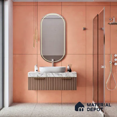 Cement Floor & Wall Tile TL 06134 J Elegance Tender Pink 4 ft x 2 ft Vitrified Matte Finish - 9 mm | 4 Random Design | Suitable For Living Room, Bedroom, Bathroom, Kitchen (Sample)