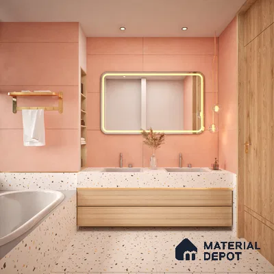 Cement Floor & Wall Tile TL 06134 J Elegance Tender Pink 4 ft x 2 ft Vitrified Matte Finish - 9 mm | 4 Random Design | Suitable For Living Room, Bedroom, Bathroom, Kitchen (Sample)