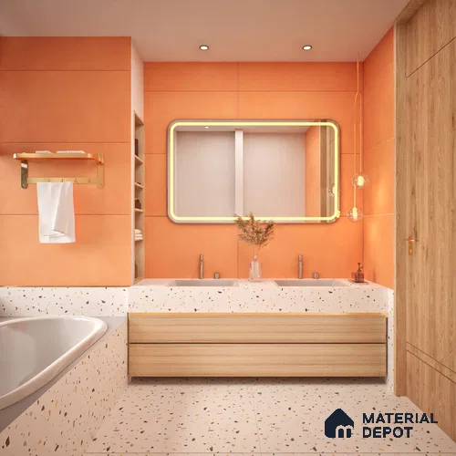 Cement Floor & Wall Tile TL 06134 K Elegance Tengerine 4 ft x 2 ft Vitrified Matte Finish - 9 mm | 4 Random Design | Suitable For Living Room, Bedroom, Bathroom, Kitchen