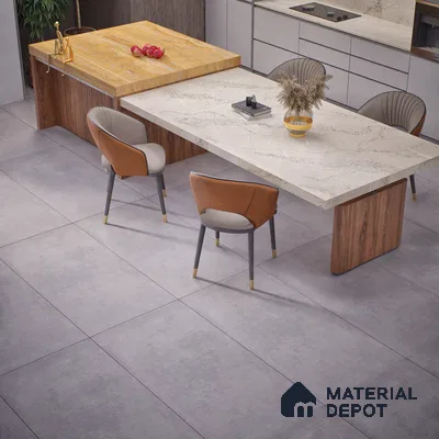 Cement Floor & Wall Tile TL 06128 C Everest Grey 4 ft x 2 ft Vitrified Matte Finish - 9 mm | 6 Random Design | Suitable For Living Room, Bedroom, Bathroom, Kitchen (Sample)