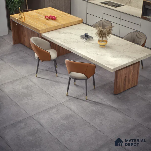 Cement Floor & Wall Tile TL 06128 D Everest Graphite 4 ft x 2 ft Vitrified Matte Finish - 9 mm | 6 Random Design | Suitable For Living Room, Bedroom, Bathroom, Kitchen