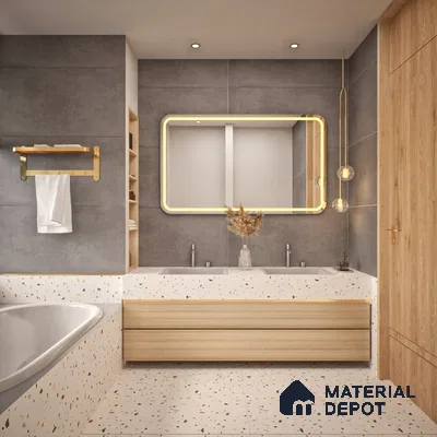 Cement Floor & Wall Tile TL 06128 D Everest Graphite 4 ft x 2 ft Vitrified Matte Finish - 9 mm | 6 Random Design | Suitable For Living Room, Bedroom, Bathroom, Kitchen