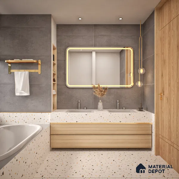 Cement Floor & Wall Tile TL 06128 D Everest Graphite 4 ft x 2 ft Vitrified Matte Finish - 9 mm | 6 Random Design | Suitable For Living Room, Bedroom, Bathroom, Kitchen