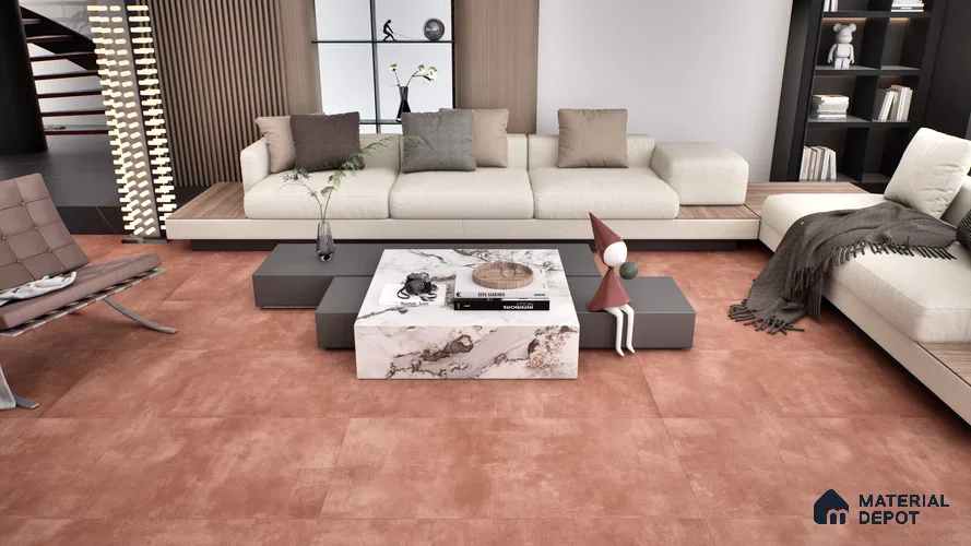 Cement Floor & Wall Tile TL 06266 D Stellar Cosmic Crimson 4 ft x 2 ft Vitrified Punch Finish - 9 mm (Random Design 4) | Suitable for Living Room, Bedroom, Bathroom & Kitchen