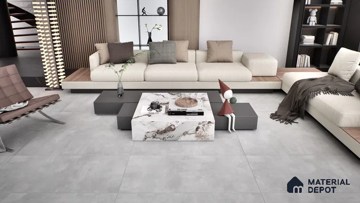 Cement Floor & Wall Tile TL 06266 H Stellar Astral Silver 4 ft x 2 ft Vitrified Punch Finish - 9 mm (Random Design 4) | Suitable for Living Room,Bedroom,Bathroom & Kitchen (Sample)