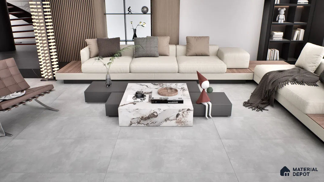 Cement Floor & Wall Tile TL 06266 H Stellar Astral Silver 4 ft x 2 ft Vitrified Punch Finish - 9 mm (Random Design 4) | Suitable for Living Room,Bedroom,Bathroom & Kitchen (Sample)
