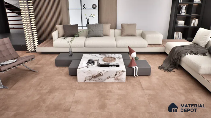 Cement Floor & Wall Tile TL 06266 I Stellar Cosmic Cocoa 4 ft x 2 ft Vitrified Punch Finish - 9 mm (Random Design 4) | Suitable for Living Room, Bedroom, Bathroom & Kitchen (Sample)