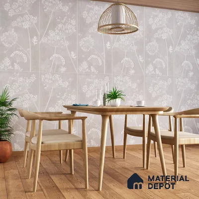 Floral Wall Tile TL 06088 B Concrete Checks Decor 4 ft x 2 ft Vitrified Matte Finish - 9 mm | Suitable For Living Room, Bedroom, Bathroom, Dining (Sample)