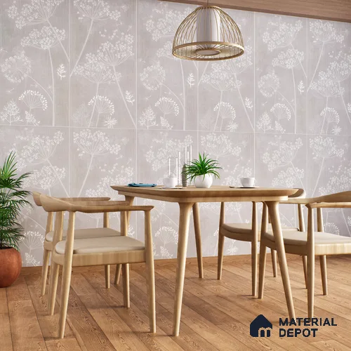Floral Wall Tile TL 06088 B Concrete Checks Decor 4 ft x 2 ft Vitrified Matte Finish - 9 mm | Suitable For Living Room, Bedroom, Bathroom, Dining