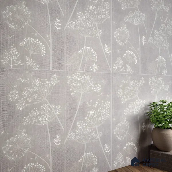 Floral Wall Tile TL 06088 B Concrete Checks Decor 4 ft x 2 ft Vitrified Matte Finish - 9 mm | Suitable For Living Room, Bedroom, Bathroom, Dining (Sample)