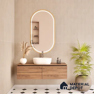 Geometric Floor & Wall Tile TL 06087 C Nios Conch Decor 4 ft x 2 ft Vitrified Matte Finish - 9 mm | Suitable For Living Room, Bedroom, Bathroom, Kitchen (Sample)