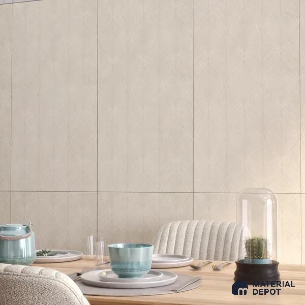 Geometric Floor & Wall Tile TL 06087 C Nios Conch Decor 4 ft x 2 ft Vitrified Matte Finish - 9 mm | Suitable For Living Room, Bedroom, Bathroom, Kitchen (Sample)