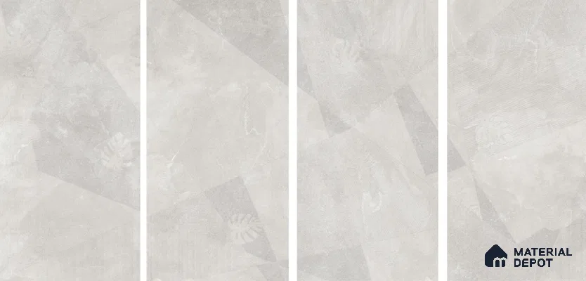 Cement Floor & Wall Tile TL 06091 B Elbis Grey Decor 4 ft x 2 ft Vitrified Matte Finish - 9 mm | 8 Random Design | Suitable For Living Room, Bedroom, Bathroom, Kitchen (Sample)