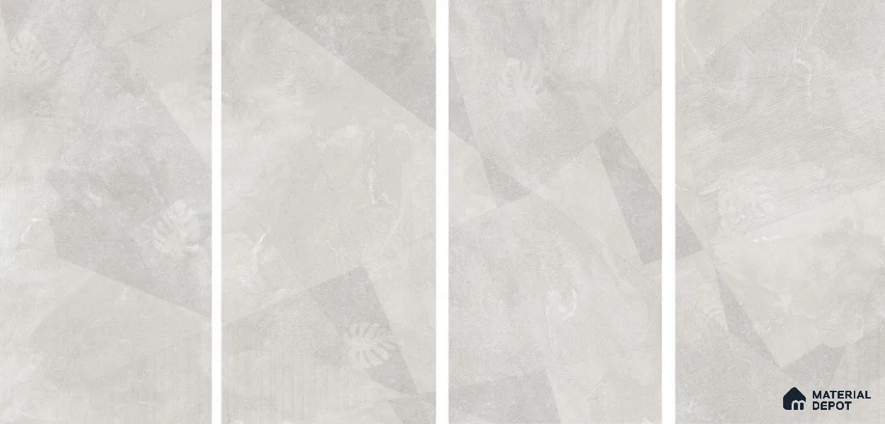 Cement Floor & Wall Tile TL 06091 B Elbis Grey Decor 4 ft x 2 ft Vitrified Matte Finish - 9 mm | 8 Random Design | Suitable For Living Room, Bedroom, Bathroom, Kitchen (Sample)