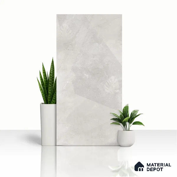 Cement Floor & Wall Tile TL 06091 B Elbis Grey Decor 4 ft x 2 ft Vitrified Matte Finish - 9 mm | 8 Random Design | Suitable For Living Room, Bedroom, Bathroom, Kitchen (Sample)
