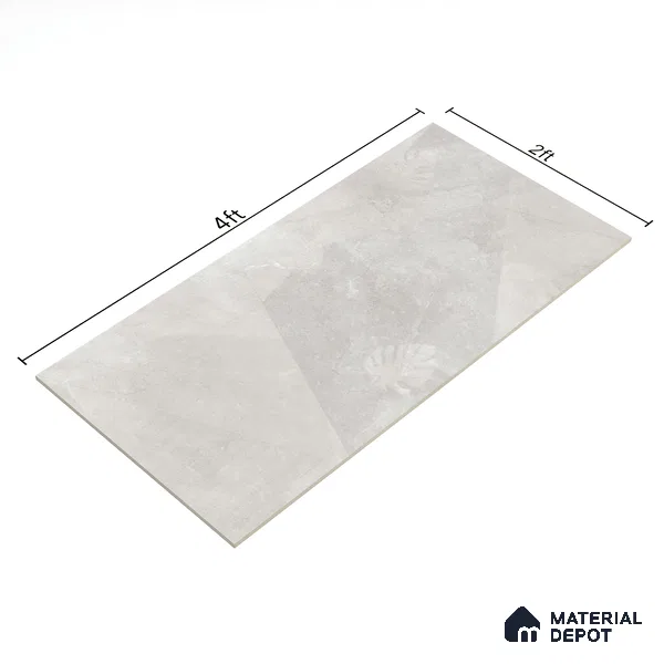 Cement Floor & Wall Tile TL 06091 B Elbis Grey Decor 4 ft x 2 ft Vitrified Matte Finish - 9 mm | 8 Random Design | Suitable For Living Room, Bedroom, Bathroom, Kitchen (Sample)