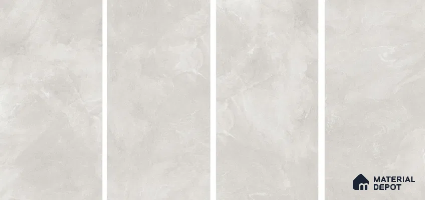 Cement Floor & Wall Tile TL 06091 Elbis Grey Plain 4 ft x 2 ft Vitrified Matte Finish - 9 mm | 8 Random Design | Suitable For Living Room, Bedroom, Bathroom, Kitchen