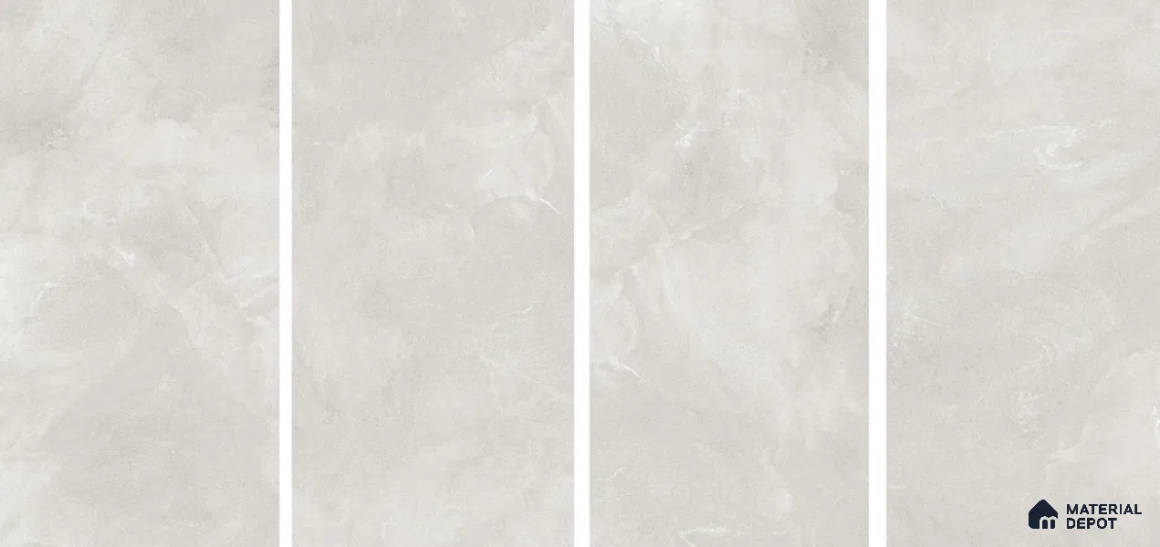 Cement Floor & Wall Tile TL 06091 Elbis Grey Plain 4 ft x 2 ft Vitrified Matte Finish - 9 mm | 8 Random Design | Suitable For Living Room, Bedroom, Bathroom, Kitchen