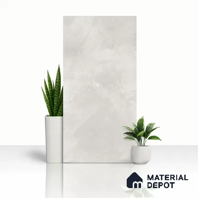 Cement Floor & Wall Tile TL 06091 Elbis Grey Plain 4 ft x 2 ft Vitrified Matte Finish - 9 mm | 8 Random Design | Suitable For Living Room, Bedroom, Bathroom, Kitchen
