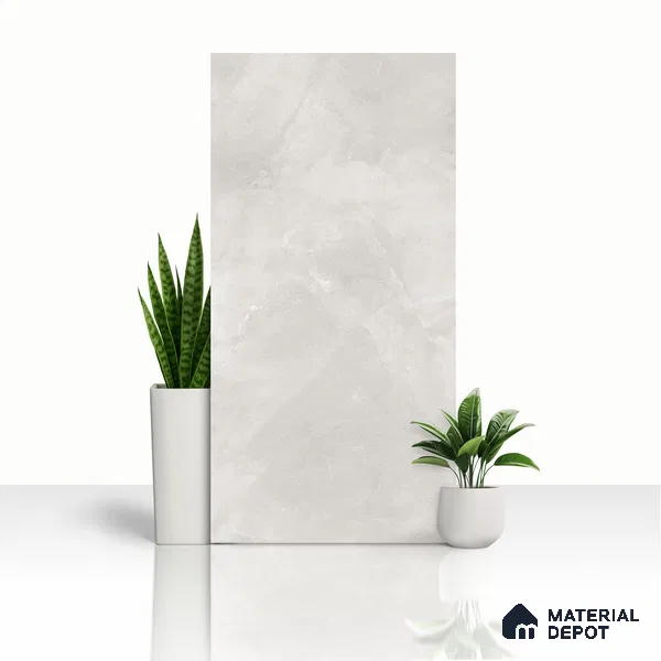 Cement Floor & Wall Tile TL 06091 Elbis Grey Plain 4 ft x 2 ft Vitrified Matte Finish - 9 mm | 8 Random Design | Suitable For Living Room, Bedroom, Bathroom, Kitchen