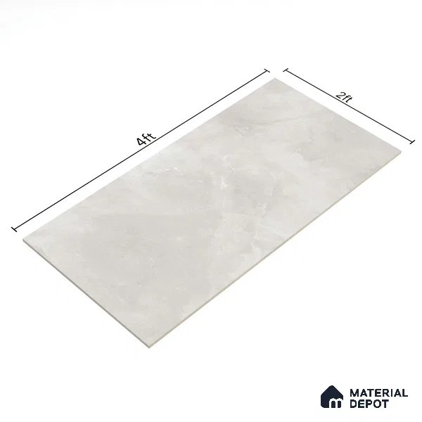 Cement Floor & Wall Tile TL 06091 Elbis Grey Plain 4 ft x 2 ft Vitrified Matte Finish - 9 mm | 8 Random Design | Suitable For Living Room, Bedroom, Bathroom, Kitchen