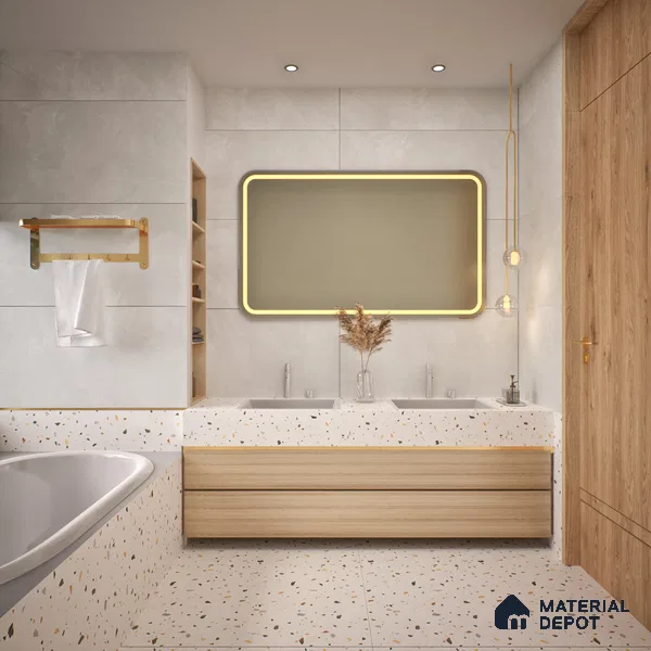 Cement Floor & Wall Tile TL 06091 Elbis Grey Plain 4 ft x 2 ft Vitrified Matte Finish - 9 mm | 8 Random Design | Suitable For Living Room, Bedroom, Bathroom, Kitchen