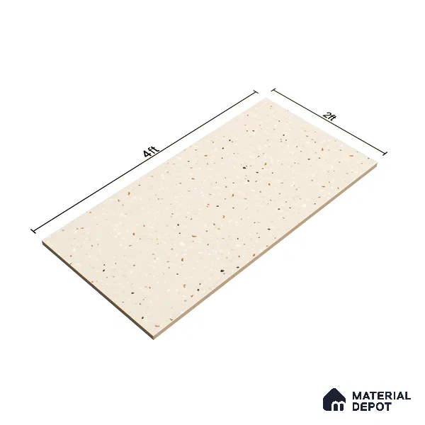 Terrazzo Floor & Wall Tile TL 06122 C Cementi Crema Terrazo 4 ft x 2 ft Vitrified Matte Finish - 9 mm | Suitable For Living Room, Bedroom, Bathroom, Kitchen