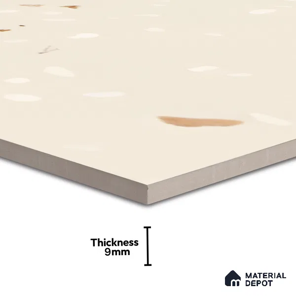 Terrazzo Floor & Wall Tile TL 06122 C Cementi Crema Terrazo 4 ft x 2 ft Vitrified Matte Finish - 9 mm | Suitable For Living Room, Bedroom, Bathroom, Kitchen