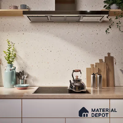 Terrazzo Floor & Wall Tile TL 06122 C Cementi Crema Terrazo 4 ft x 2 ft Vitrified Matte Finish - 9 mm | Suitable For Living Room, Bedroom, Bathroom, Kitchen