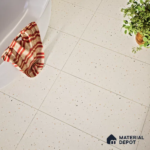 Terrazzo Floor & Wall Tile TL 06122 C Cementi Crema Terrazo 4 ft x 2 ft Vitrified Matte Finish - 9 mm | Suitable For Living Room, Bedroom, Bathroom, Kitchen