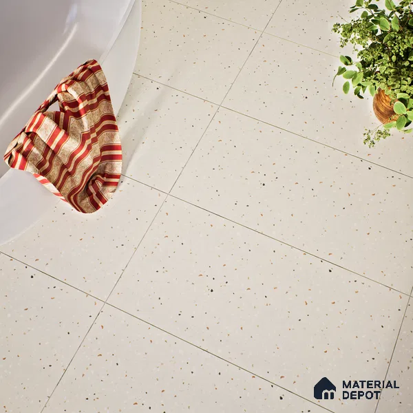 Terrazzo Floor & Wall Tile TL 06122 C Cementi Crema Terrazo 4 ft x 2 ft Vitrified Matte Finish - 9 mm | Suitable For Living Room, Bedroom, Bathroom, Kitchen