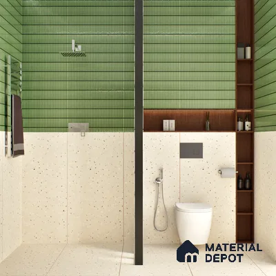 Terrazzo Floor & Wall Tile TL 06122 C Cementi Crema Terrazo 4 ft x 2 ft Vitrified Matte Finish - 9 mm | Suitable For Living Room, Bedroom, Bathroom, Kitchen