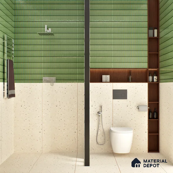 Terrazzo Floor & Wall Tile TL 06122 C Cementi Crema Terrazo 4 ft x 2 ft Vitrified Matte Finish - 9 mm | Suitable For Living Room, Bedroom, Bathroom, Kitchen