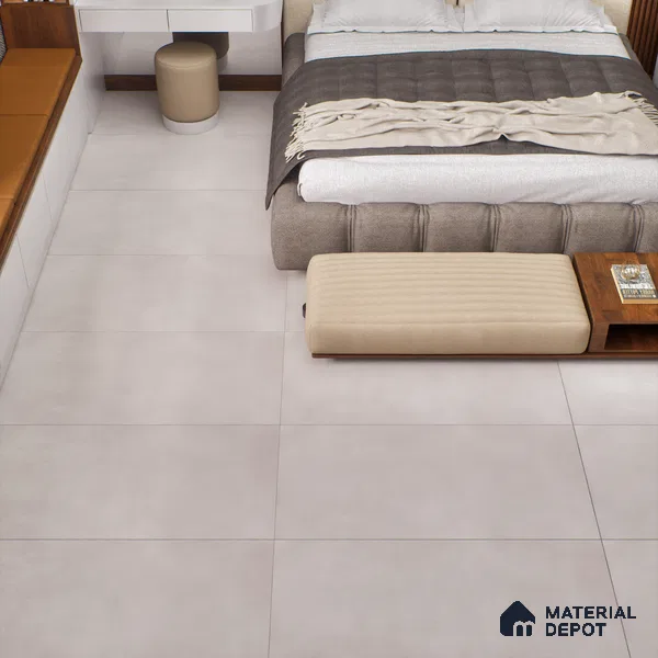 Cement Floor & Wall Tile TL 06122 D Cementi Grey Plain 4 ft x 2 ft Vitrified Matte Finish - 9 mm | Suitable For Living Room, Bedroom, Bathroom, Kitchen (Sample)